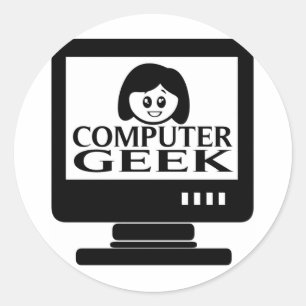 Computer Geek Girl Vrouw Ronde Sticker