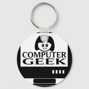 Computer Geek Girl Vrouw Sleutelhanger