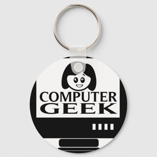 Computer Geek Girl Vrouw Sleutelhanger (Voorkant)