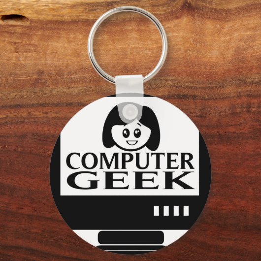 Computer Geek Girl Vrouw Sleutelhanger (Voorkant)