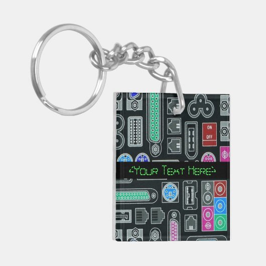 Computer Geek Humor Black Input Pattern Sleutelhan Sleutelhanger (Voorkant Links)