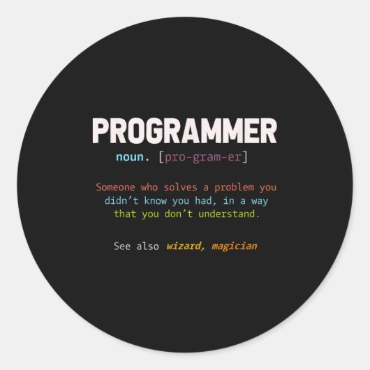 Computer Geek Nerd Gift Funny Programmer Ronde Sticker (Voorkant)