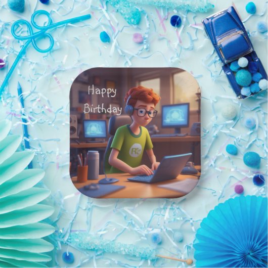 Computer Geek Papieren Bordje (Feest)