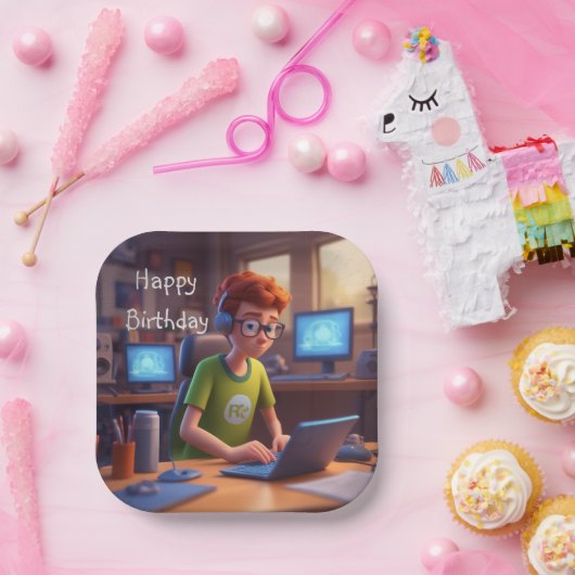 Computer Geek Papieren Bordje (Feest)