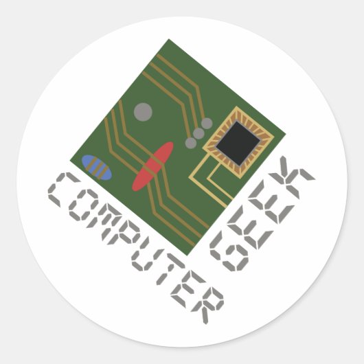 Computer Geek Ronde Sticker (Voorkant)