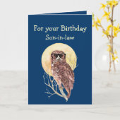 Computer Geek Son-in-law Humor Birthday Owl Fun Kaart (Gele Bloem)