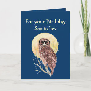 Computer Geek Son-in-law Humor Birthday Owl Fun Kaart