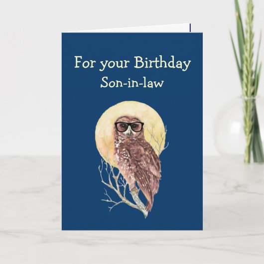 Computer Geek Son-in-law Humor Birthday Owl Fun Kaart (Voorkant)