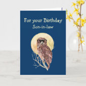 Computer Geek Son-in-law Humor Birthday Owl Fun Kaart (Gele Bloem)