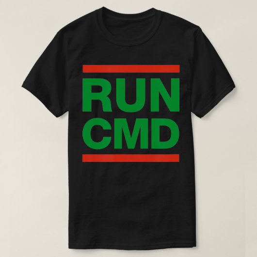Computer Geeks 80s Opdrachtprompt RUN CMD T-shirt (Design voorkant)
