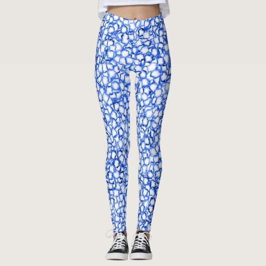 Computer-Generated Blue Petals Leggings (Voorkant)