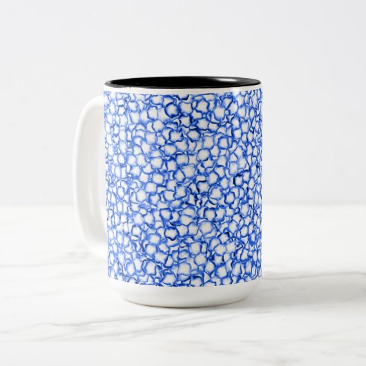 Computer-Generated Blue Petals Tweekleurige Koffiemok (Voorkant links)