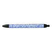 Computer-Generated Blue Petals Zwarte Inkt Pen (Voorkant)