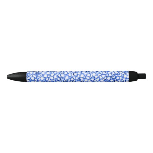 Computer-Generated Blue Petals Zwarte Inkt Pen (Voorkant)