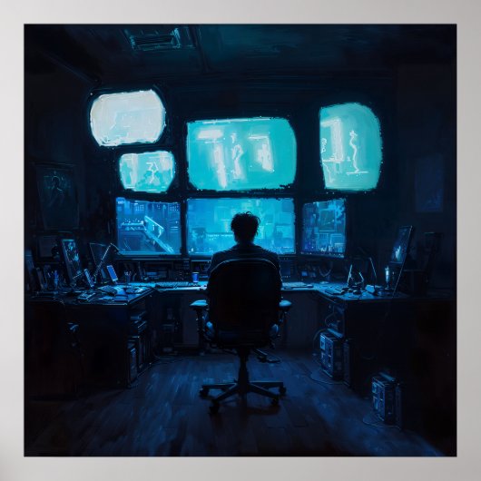 Computer Glow - Dark Silhouette Design Poster (Voorkant)