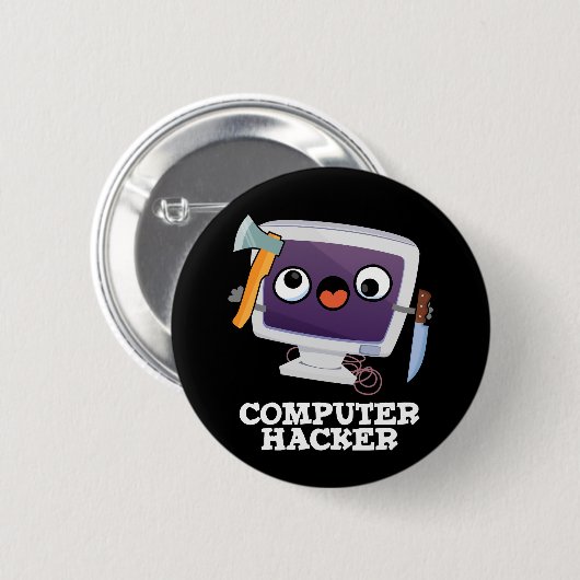 Computer Hacker Grappige Technologie Pun Dark BG Ronde Button 5,7 Cm (Voorkant /achterkant)