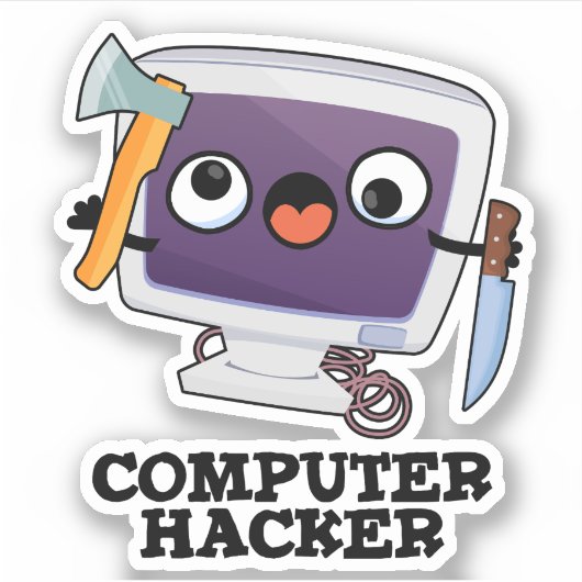 Computer Hacker Grappige Technologie Pun Sticker (Voorkant)