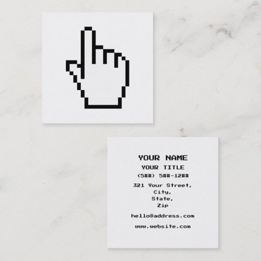 COMPUTER HAND POINTER / MUIS CURSOR VIERKANTE VISITEKAARTJE (Voorkant / Achterkant)