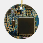 Computer Harde Schijf Printplaat - Blauw Keramisch Ornament (Voorkant)