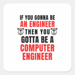 COMPUTER HARDWARE ENGINEER VIERKANTE STICKER