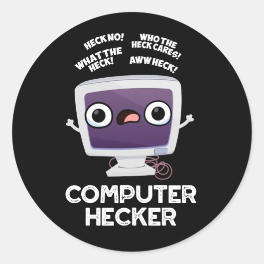 Computer Hecker Funny Hacker Pun Dark BG Ronde Sticker (Voorkant)