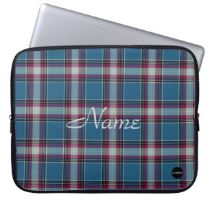 Computer Hoesjes -HAMbyWG Blauw met Roze Plaid Laptop Sleeve