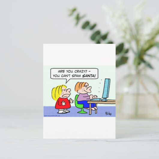 Computer Internet kan geen spam kinder Kerstman Feestdagenkaart (Staand voorkant)