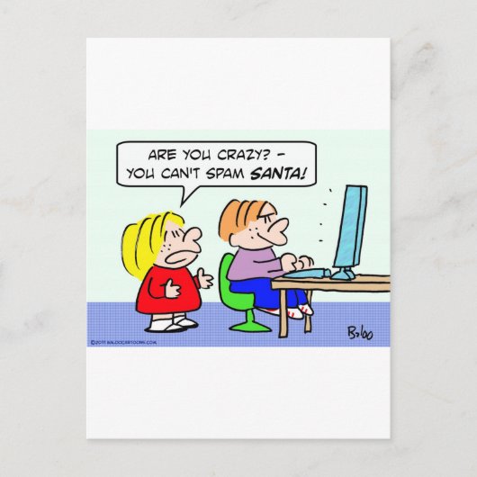 Computer Internet kan geen spam kinder Kerstman Feestdagenkaart (Voorkant)