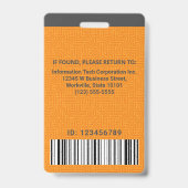 Computer IT Medewerker Aangepaste foto bar code lo Badge (Achterkant)