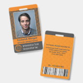 Computer IT Medewerker Aangepaste fotobarcode logo Badge (Voor- en achterkant)