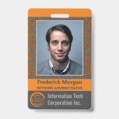 Computer IT Medewerker Aangepaste Photo Bar Code L Badge (Voorzijde)