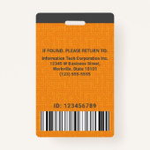 Computer IT Medewerker Aangepaste Photo Bar Code L Badge (Achterkant)