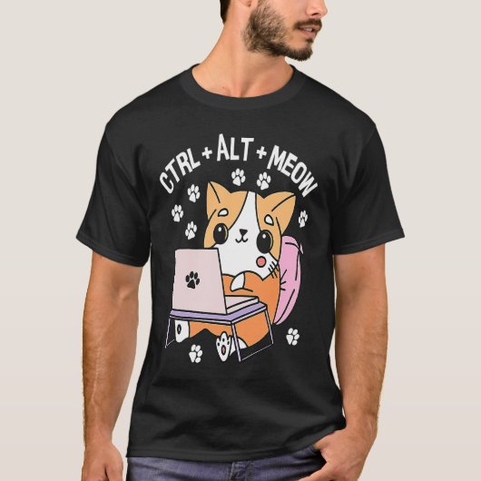 Computer Kat Programmeur Hacker Kitten 1 T-shirt (Voorkant)