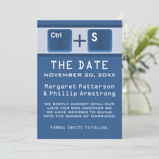 Computer Key Control Save the Date, blauw Save The Date (Staand voorkant)
