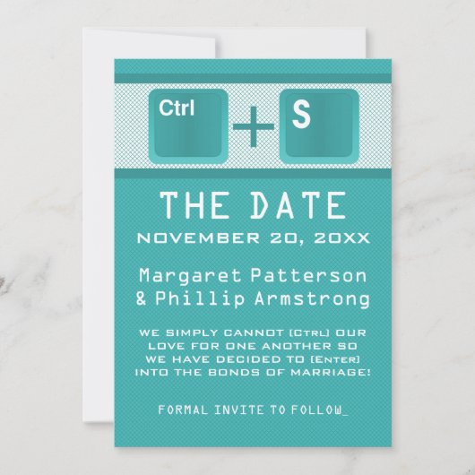 Computer Key Control Save the Date, Blauwgroen Save The Date (Voorkant)