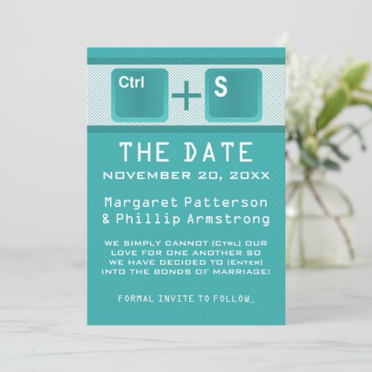 Computer Key Control Save the Date, Blauwgroen Save The Date (Staand voorkant)
