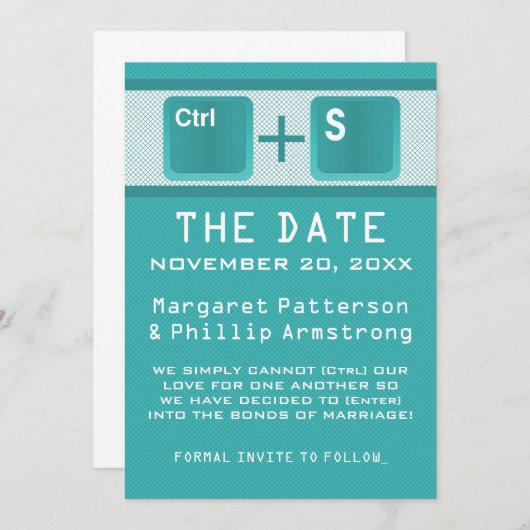Computer Key Control Save the Date, Blauwgroen Save The Date (Voorkant / Achterkant)