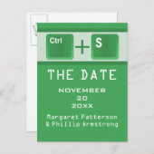 Computer Key Control Save the Date Briefkaart, Gre Aankondigingskaart (Voorkant / Achterkant)