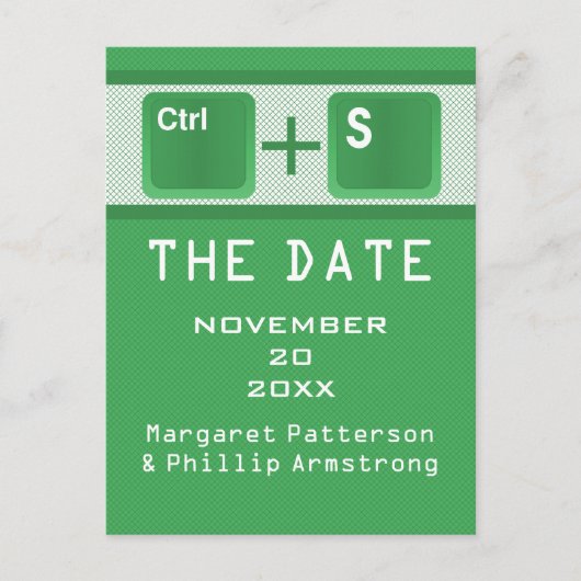 Computer Key Control Save the Date Briefkaart, Gre Aankondigingskaart (Voorkant)