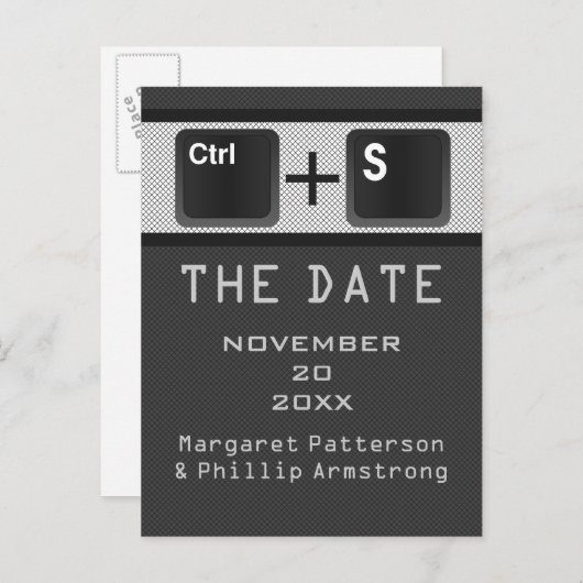 Computer Key Control Save the Date Briefkaart, Gre Aankondigingskaart (Voorkant / Achterkant)