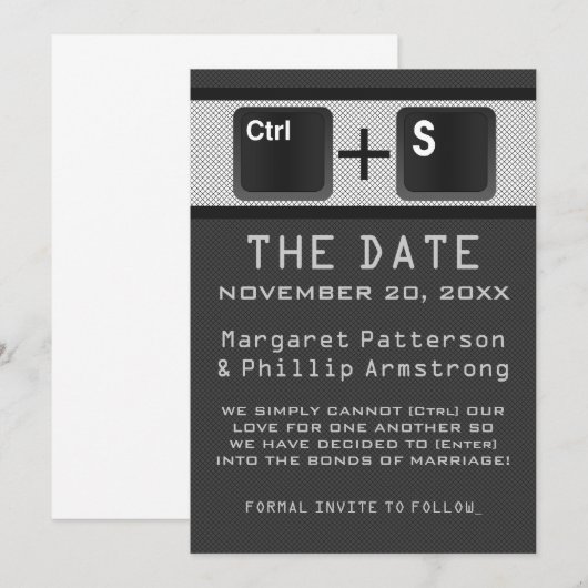 Computer Key Control Save the Date, Grey Date (Voorkant / Achterkant)