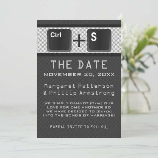 Computer Key Control Save the Date, Grey Save The Date (Staand voorkant)