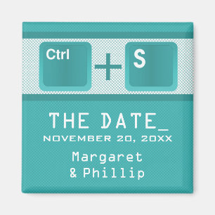 Computer Key Control Save the Date Magnet, Blauwgr Magneet
