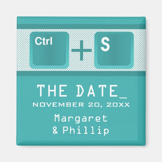 Computer Key Control Save the Date Magnet, Blauwgr Magneet (Voorkant)