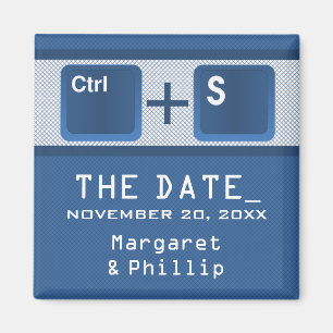 Computer Key Control Save the Date Magnet, Blue Magneet