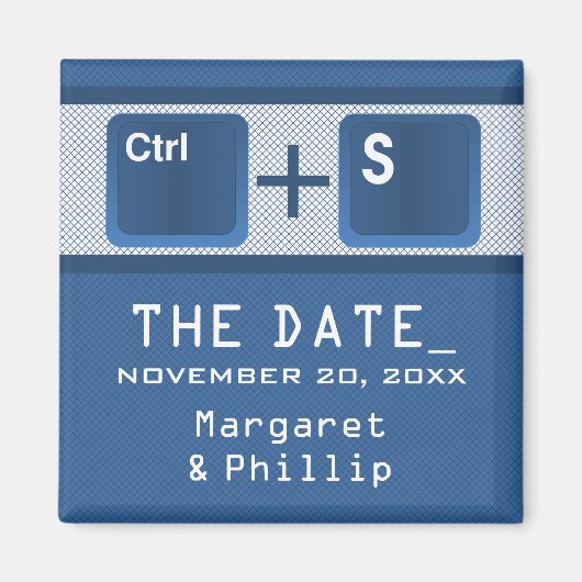 Computer Key Control Save the Date Magnet, Blue Magneet (Voorkant)