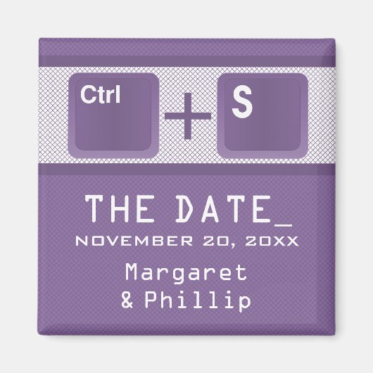 Computer Key Control Save the Date Magnet, Paars Magneet (Voorkant)