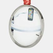 Computer-laptop en mobiele telefoon verbinden metalen ornament (Links)