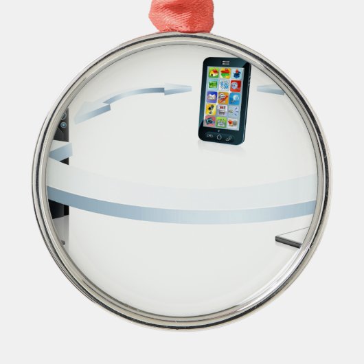 Computer-laptop en mobiele telefoon verbinden metalen ornament (Voorkant)