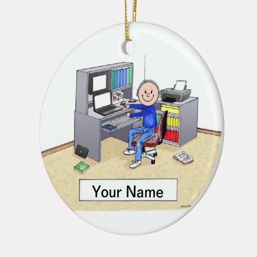 Computer Lover - Mannelijk Keramisch Ornament (Links)